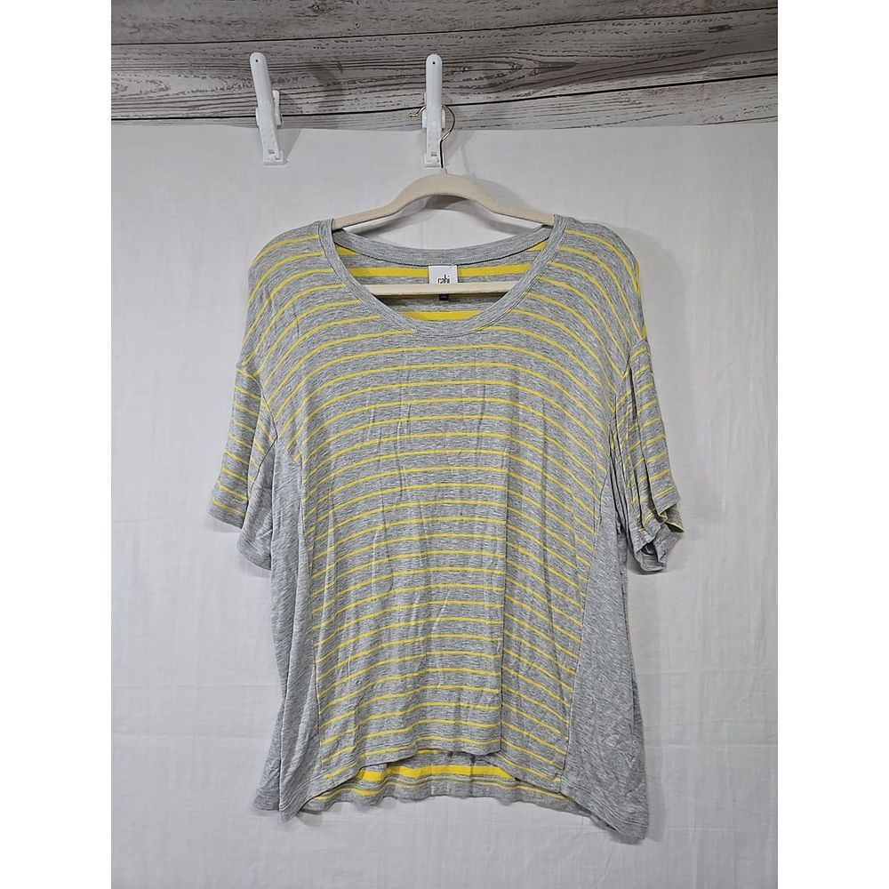 Cabi Cruise Tee Women's Size XXS Gray Yellow‎ Striped Relaxed Fit Style# 6131